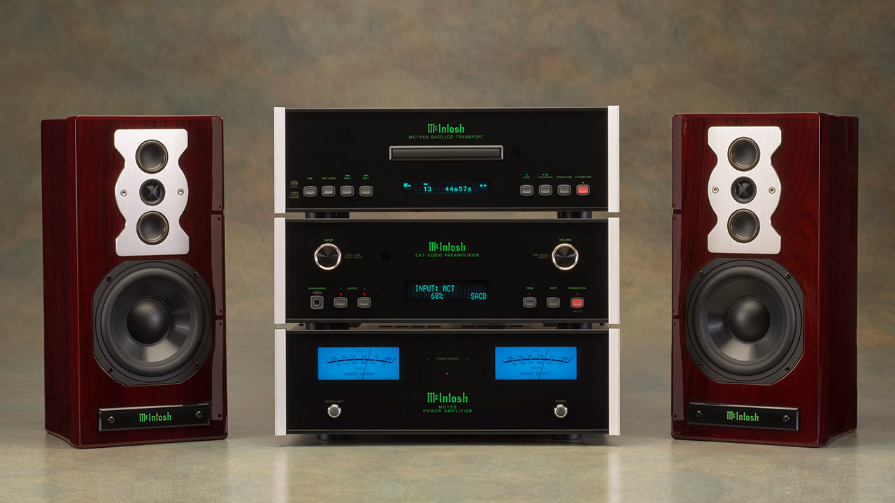 McIntosh home audio system featuring XR50 Bookshelf Speakers