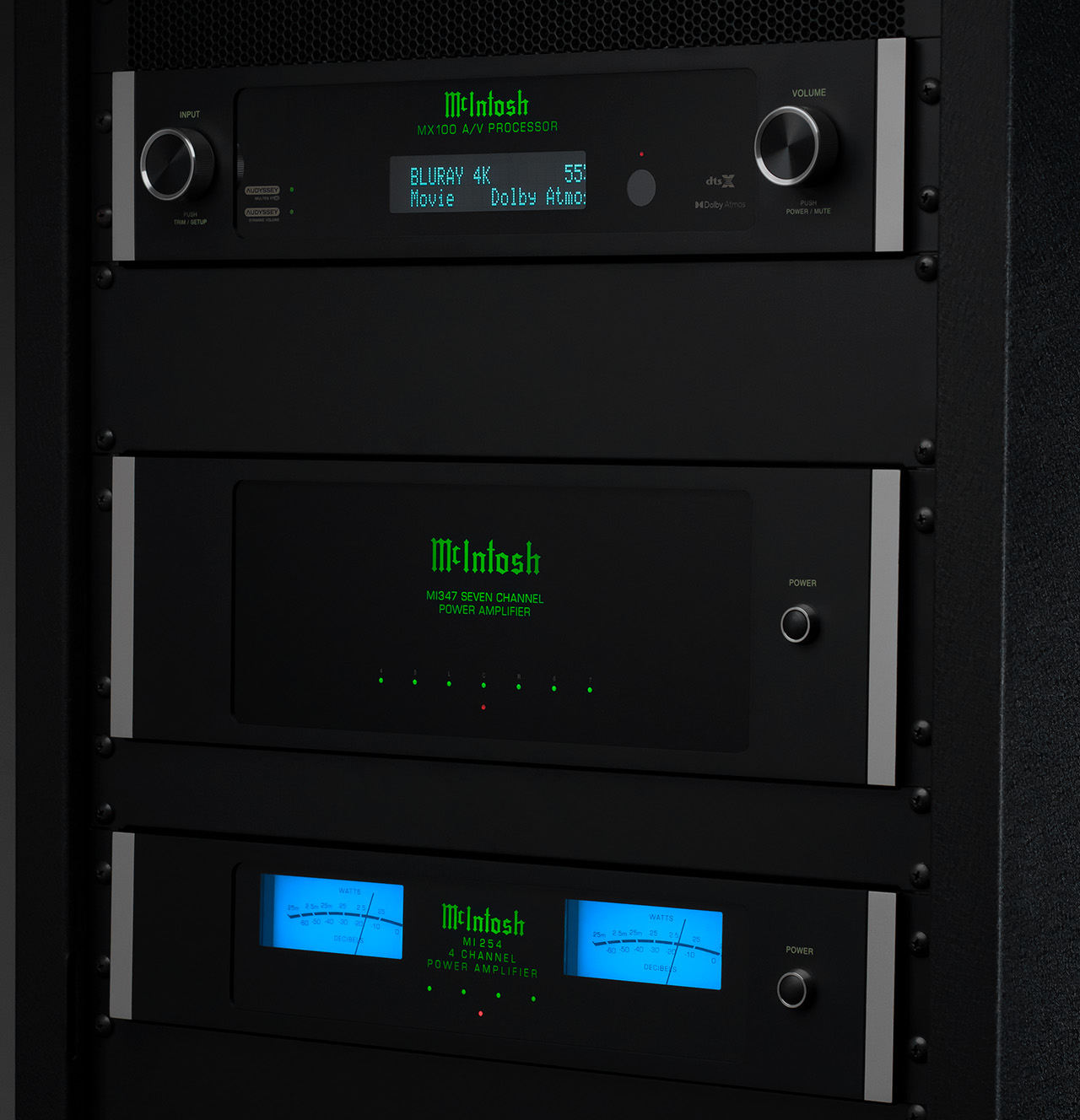 McIntosh MX100 A/V Processor, MI347 and MI254 Amplifiers