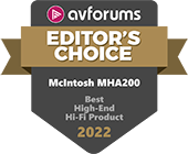 McIntosh MHA200 Vacuum Tube Headphone Amplifier AVForums Best Hi-Fi Product Award