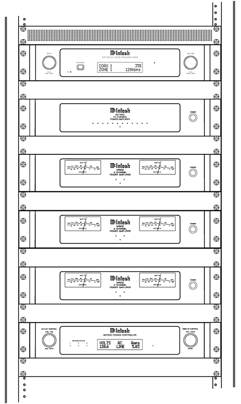 Diagram of a McIntosh custom install rack system
