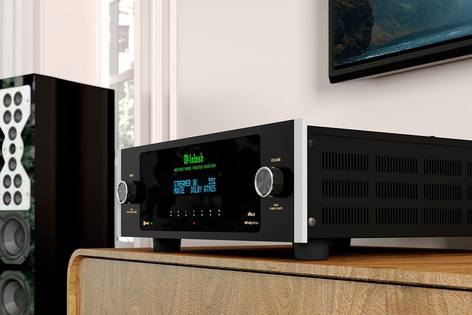 McIntosh MHT300 Home Theater Receiver in a living room