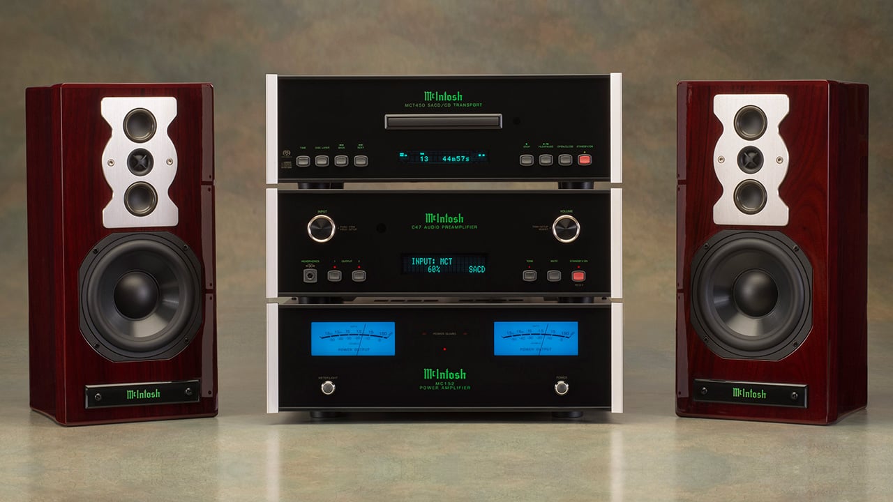 McIntosh MC152 Amplifier, C47 Preamplifier, MCT450 SACD/CD Transport, XR50 Speakers