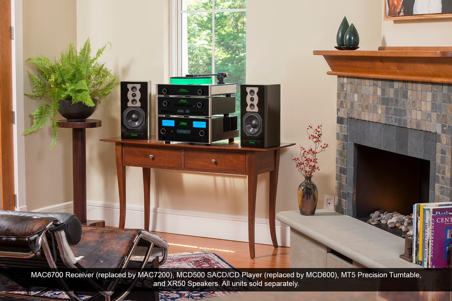 McIntosh MAC6700 Receiver, MCD500 SACD/CD Player, MT5 Precision Turntable, and XR50 Speakers