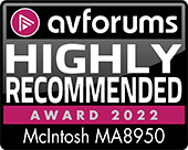 McIntosh MA8950 altamente recomendado por AVForums