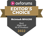 McIntosh MHA200 hoofdtelefoonversterker met vacuümbuis AVForums Best Hi-Fi Product Award