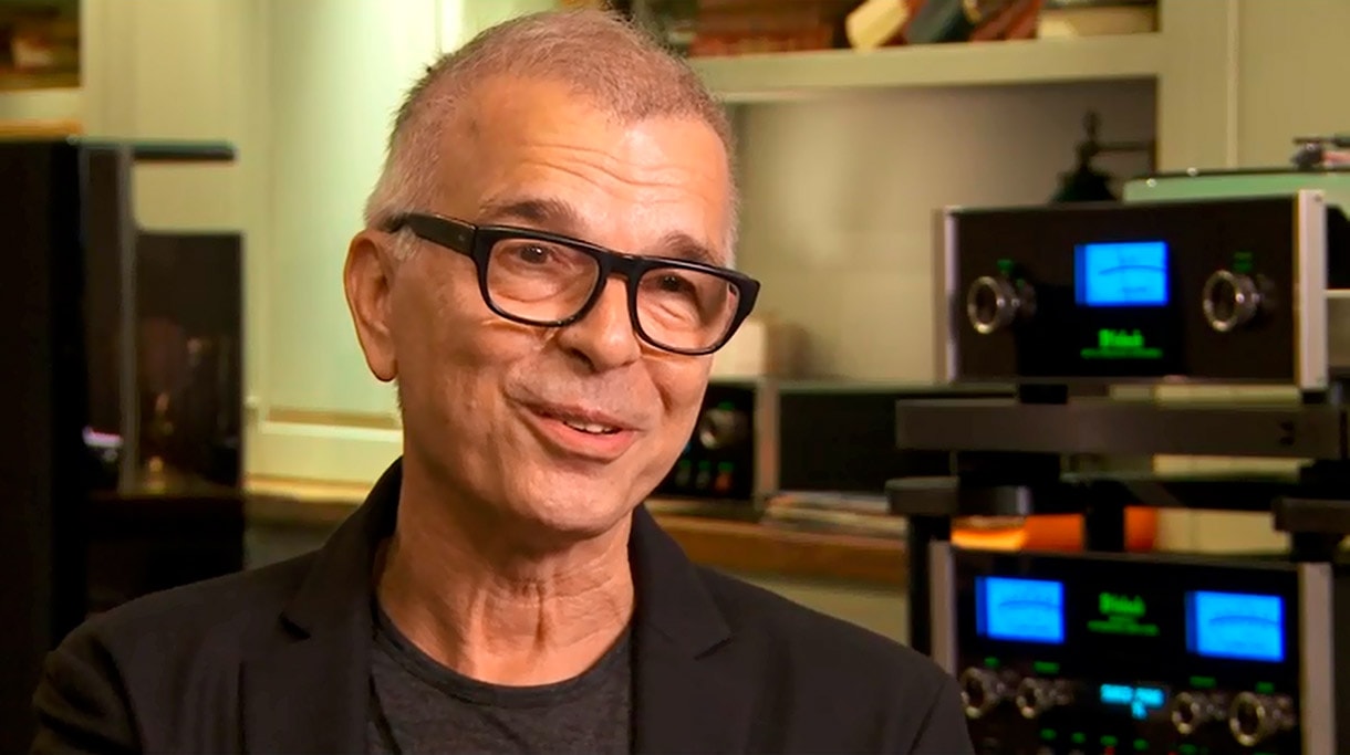 Legendary music producer Tony Visconti with a McIntosh home audio system