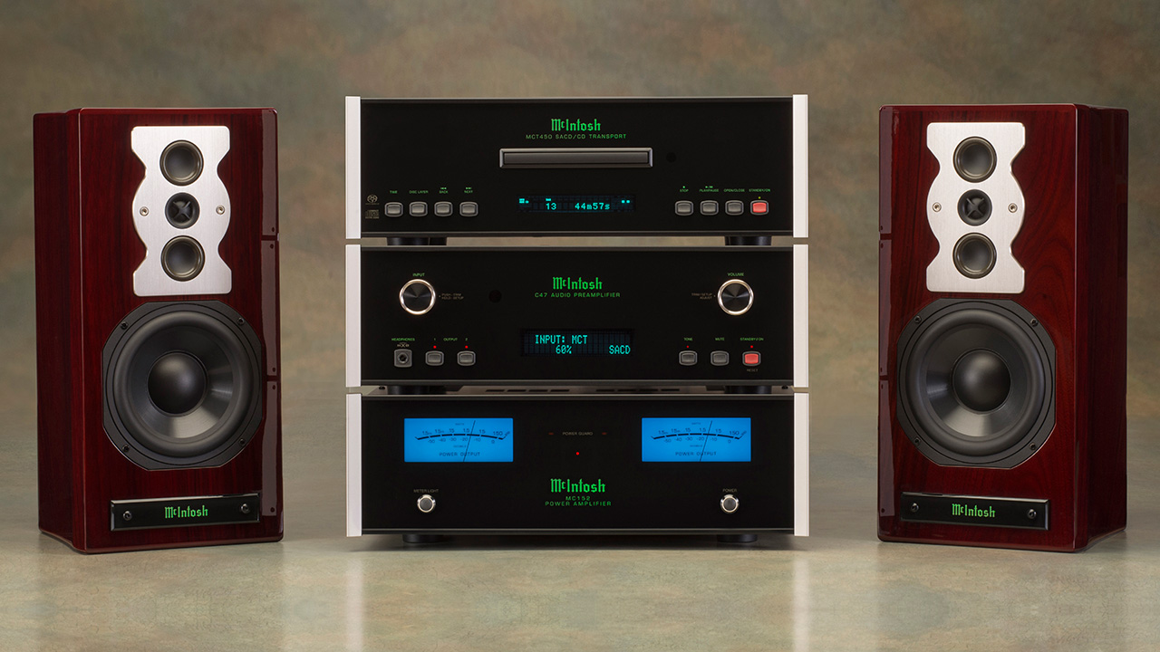 Amplificador McIntosh MC152, preamplificador C47, transporte SACD/CD MCT450, altavoces XR50